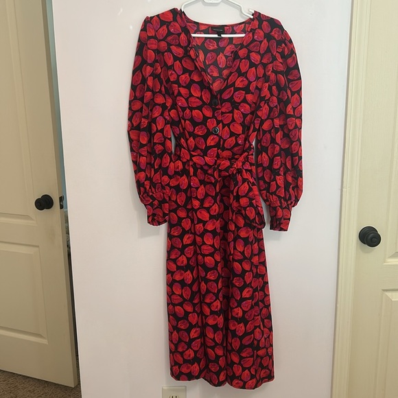 Who What Wear Red Black leaf print dress Large - Picture 2 of 7